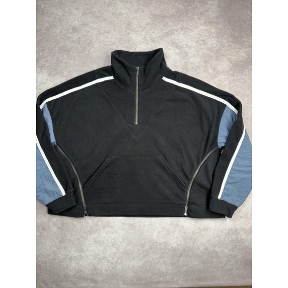 Free People Movement Sweatshirt Womens Small Black Half Zip Fleece Pullover - Picture 1 of 16